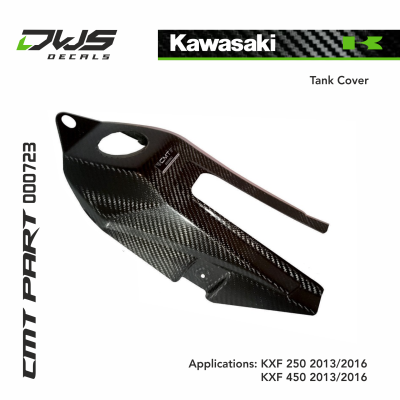 kawasaki cmt carbonnen tank kap carbon tank cover dws decals carbon parts Applications: KXF 250 2013 2014 2015 2016 KXF 450 2013 2014 2015 2016