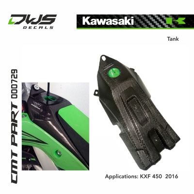 kawasaki cmt carbonnen tank carbon tank dws decals carbon parts Applications: KXF 450  2016