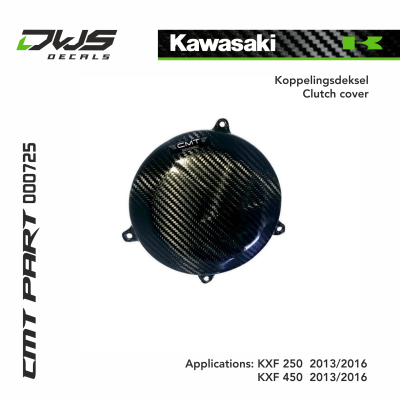 kawasaki cmt carbonnen koppelingsdeksel carbon clutch cover dws decals carbon parts Applications: KXF 250  2013 2014 2015 2016 KXF 450  2013 2014 2015 2016
