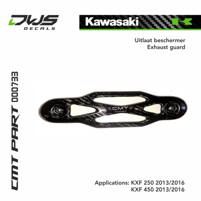 kawasaki cmt carbonnen uitlaatbeschermer carbon exhaust guard dws decals carbon parts Applications: KXF 250 2013  2014 2015 2016 KXF 450 2013 2014 2015 2016