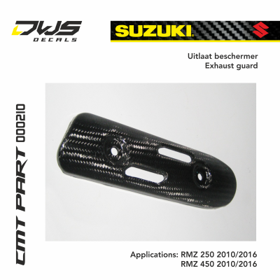 suzuki cmt carbonnen uitlaat beschermer carbon exhaust guard dws decals carbon parts Applications:  RMZ 250 2010 2011 2012 2013 2014 2015 2016 RMZ 450 2010 2011 2012 2013 2014 2015 2016