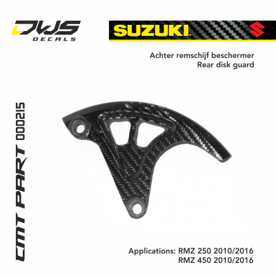 suzuki cmt carbonnen achter remschijf beschermer carbon rear disk guard dws decals Applications:  RMZ 250 2010 2011 2012 2013 2014 2015 2016 RMZ 450 2010 2011 2012 2013 2014 2015 2016