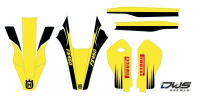 Trimset Husqvarna TC 125 FC 250 350 450 FS 450 2016 2017 geel zwart gelb schwarz yellow black Decals dekor design graphics aufklebe stickerset nummerset dws mx