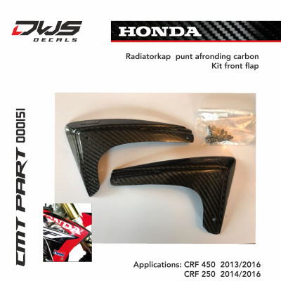 Carbon CMT Kit front flap carbonnen radiatorkap punt afronding DWS decals Applications: CRF 450 2013 2014 2015 2016 CRF 250 2014 2015 2016