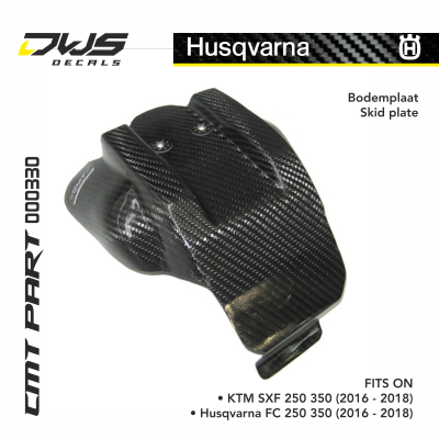 Husqvarna CMT carbon skidplate large carbonnen bodemplaat groot Applications: FC 450 2015/2016 FE 450 2017 DWS decals mx