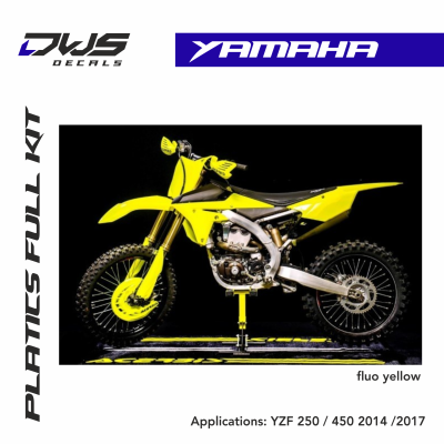 Yamaha Plastics YZF 250 - 450 2014 2015 2016 2018 dws decals acerbis replica standard black white blue yellow fluor