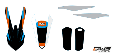 Trimset ktm  2016 2017 2018 sx sxf 125 250 350 450 300 voorspatbord achterspatbord voorpootbeschermers achterbrug stickers decore kotflugel gabelschutzer swingarm front fender rear fender fork protectors dws decals mx graphics