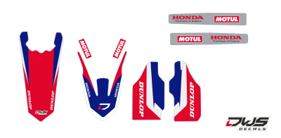 Trimset Honda CRf 450 R XR 2017 Decals dekor design graphics aufklebe stickerset nummerset dws mx model 1 Honda factory look 2017 graphic rear fender front fender forkprotectors