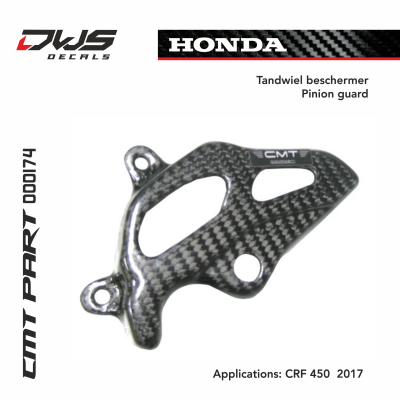 Honda cmt carbonnen tandwiel beschermer carbon pinion gaurd carbon parts dws decals Applications: CRF 450 2017