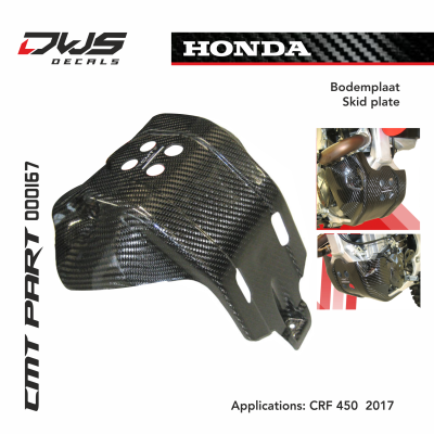 Honda cmt carbonnen bodemplaat carbon skid plate carbon parts dws decals Applications: CRF 450 2017