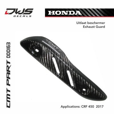 Honda cmt carbonnen uitlaatbeschermer cover exhaust guard carbon parts dws decals Applications: CRF 450 2017