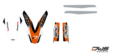 Trimset KTM 690 SMC 2008 2009 2010 2011 oranje orange Decals dekor design graphics aufklebe stickerset nummerset dws mx