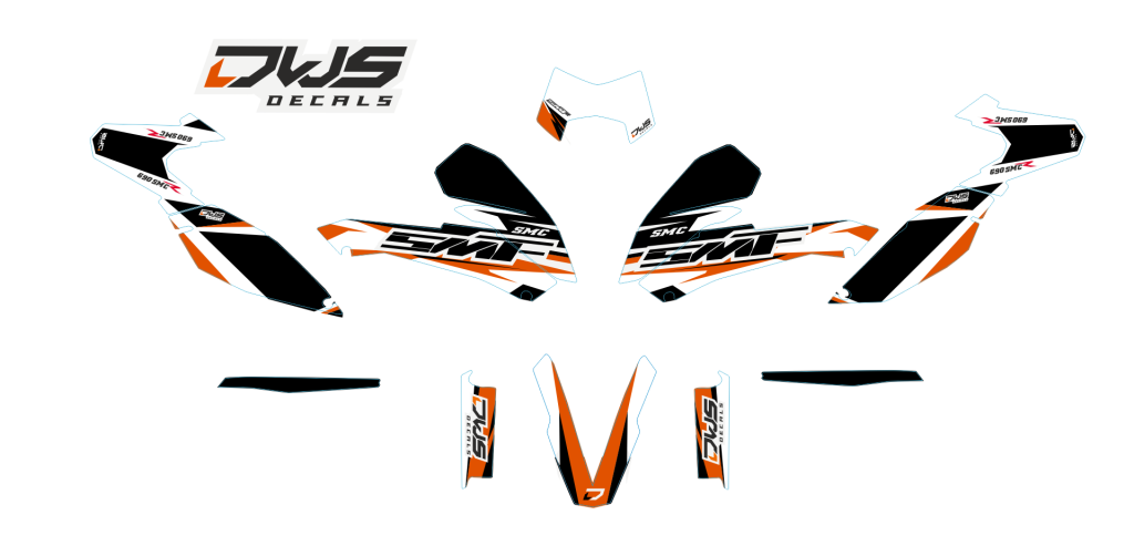 Complete stickerset KTM 690 SMC Enduro R 2012 2013 2014 2015 2016 2017 oranje orange Decals dekor design graphics aufklebe stickerset nummerset dws mx