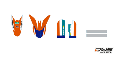 Trimset Ktm Sx 65 2016 model 1 blue orange Decals dekor design graphics aufklebe stickerset nummerset dws mx