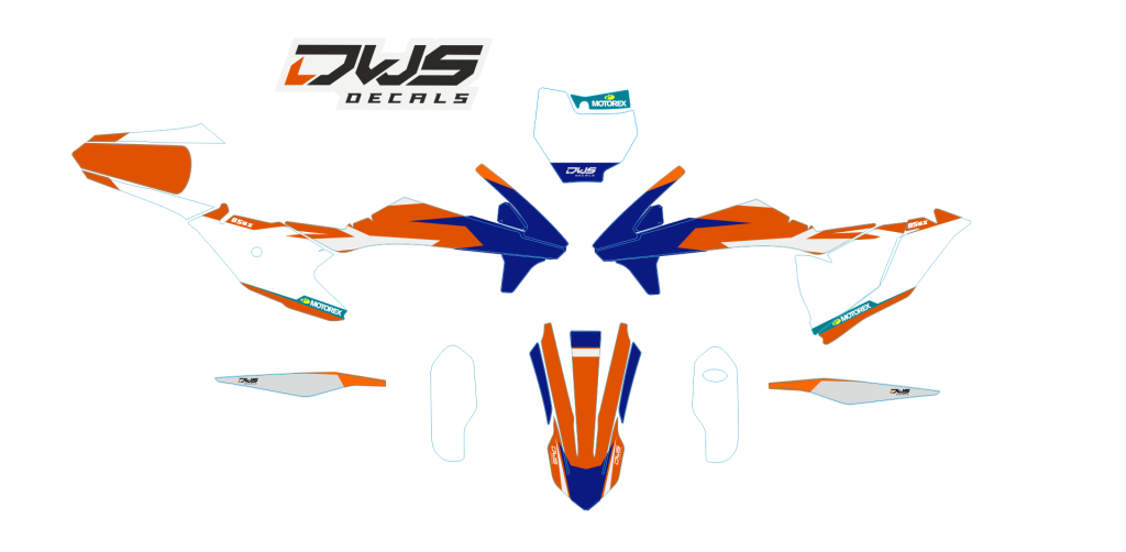 KTM SX 85 2018 complete stickerset complete decals set orange blue Decals dekor design graphics aufklebe stickerset nummerset dws mx