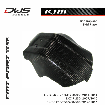 KTM CMT carbon skid plate bodemplaat carbonnen dws decals Applications: SX-F 250/350 2011/2014 EXC-F 250 2007 2008 2009 2010 EXC-F 250/350/450/500 2012 2013 2014 2015 2016