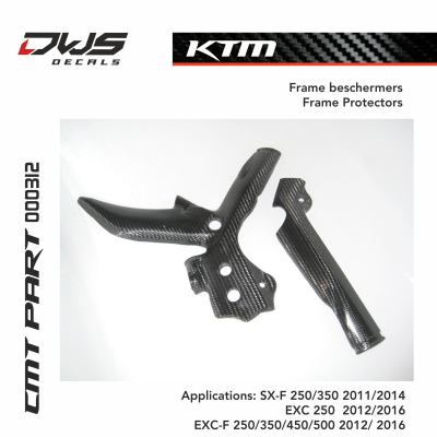 KTm CMT carbon frame protectors frame beschermers carbonnen dws decals Applications: SX-F 250/350 2011/2014 EXC 250 2012 2013 2014 2015 2016 EXC-F 250/350/450/500 2012 2013 2014 2015 2016