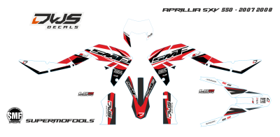 Aprillia SMF SXV 550 2007 2008  DWS decals supermofools graphics graphix decore