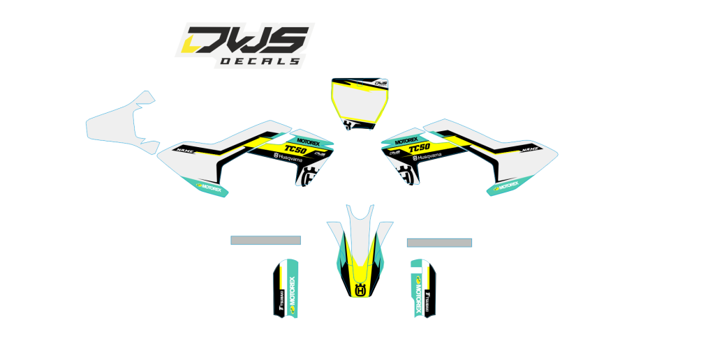 complete stickerset TC 50 husqvarna 2017 2018 dws decals graphics grahics aufklebe decore number decals nummerset front fender rear fender side panels fork protectors