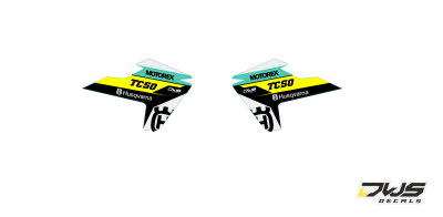 Rdaiset radio scoops TC 50 husqvarna 2017 2018 dws decals graphics grahics aufklebe decore number decals nummerset front fender rear fender side panels fork protectors