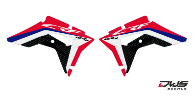 Radiaset radiator scoops Honda CRf 450 RX offroad 2017 2018 Decals dekor design graphics graphix aufklebe stickerset nummerset dws mx model 1 Honda factory look 2017 graphic rear fender front fender forkprotectors radiator scoops