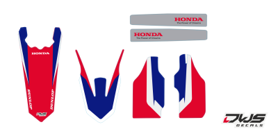 Trimset rear fender front fender forkprotectors kotflugel Decalset Honda CRf 450 RX offroad 2017 2018 Decals dekor design graphics graphix aufklebe stickerset nummerset dws mx model 1 Honda factory look 2017 graphic rear fender front fender forkprotectors