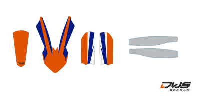 Trimset KTM SX 65 2016 model 2 blue orange Decals dekor design graphics aufklebe stickerset nummerset dws mx