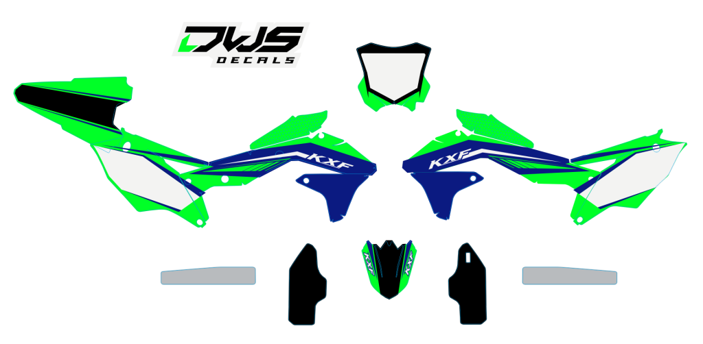 Kawasaki KXF 450 2016 blauw blue blau Decals dekor design graphics aufklebe stickerset nummerset dws mx