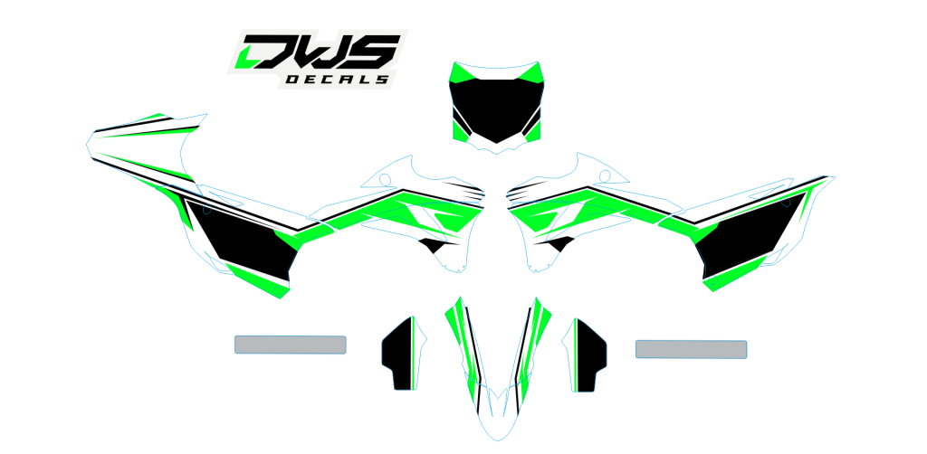 Volledige stickerset Kawasaki KX 85 100 2014 2015 Decals dekor design graphics aufklebe stickerset nummerset dws mx