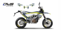 Complete stickerset decalset Decore Husqvarna Supermoto SM 701 2016 2017 2018 komplette Decore DWS decals MX graphics graphix aufklebe front fender rear fender side panels numbers fork protectors trimset nummerset radia radiatorscoops kotflugel gabelgesch