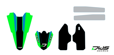 Trimset Kawasaki KXF 250 2017 Decals dekor design graphics aufklebe stickerset nummerset dws mx blauw blue blau