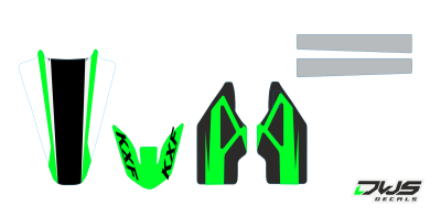 Trimset Kawasaki KXF 450 2009 2010 2011 green groen grun Decals dekor design graphics aufklebe stickerset nummerset dws mx